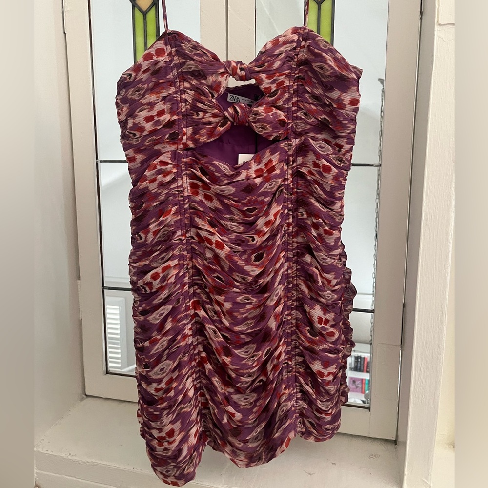 Zara Floral Mini Dress Spaghetti Strap